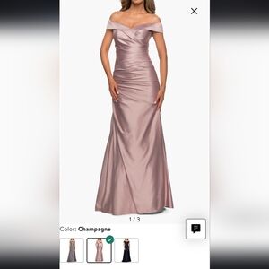 La Femme Off-Shoulder Champagne Dress